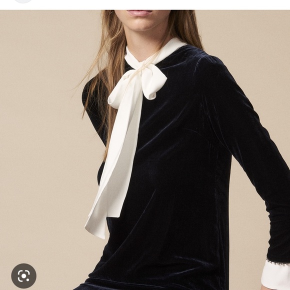 Sandro Velvet Dress with Crystal Embellishement - Picture 3 of 11